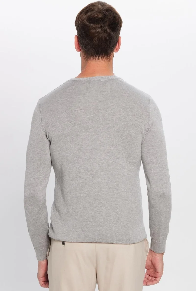 تودورس Men's Slim Fit Crew Neck Gray Knitwear Sweater