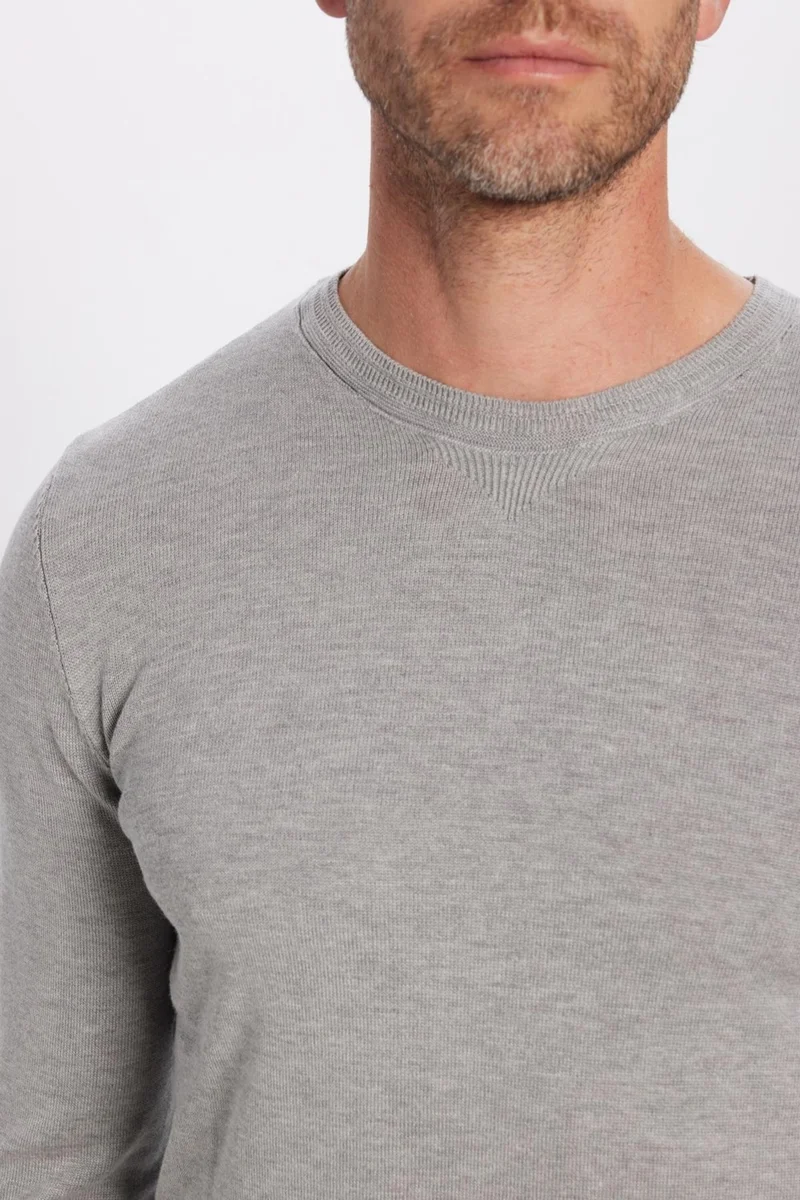 تودورس Men's Slim Fit Crew Neck Gray Knitwear Sweater
