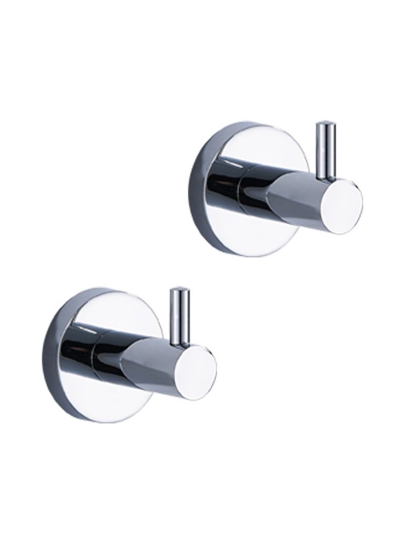 Loquat Stainless Steel Chromed Two-Piece Single Coat Hook Set 