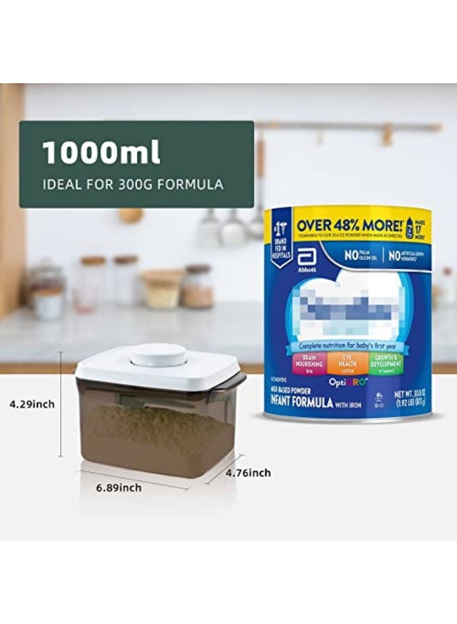 Tourdeus To Go Formula Container - 1000ml Airtight Milk Powder Container for Travel, Formula Dispenser with Scraper, 11OZ, 0.66LB, 300g, Brown  - Image 5