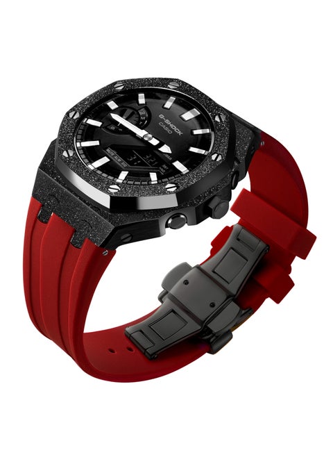 Frosted Gold GA2100 Case Casio G-Shock Oak AP Mod Starry Band BezelFrost gold black shell red tape Frost gold black shell red tape