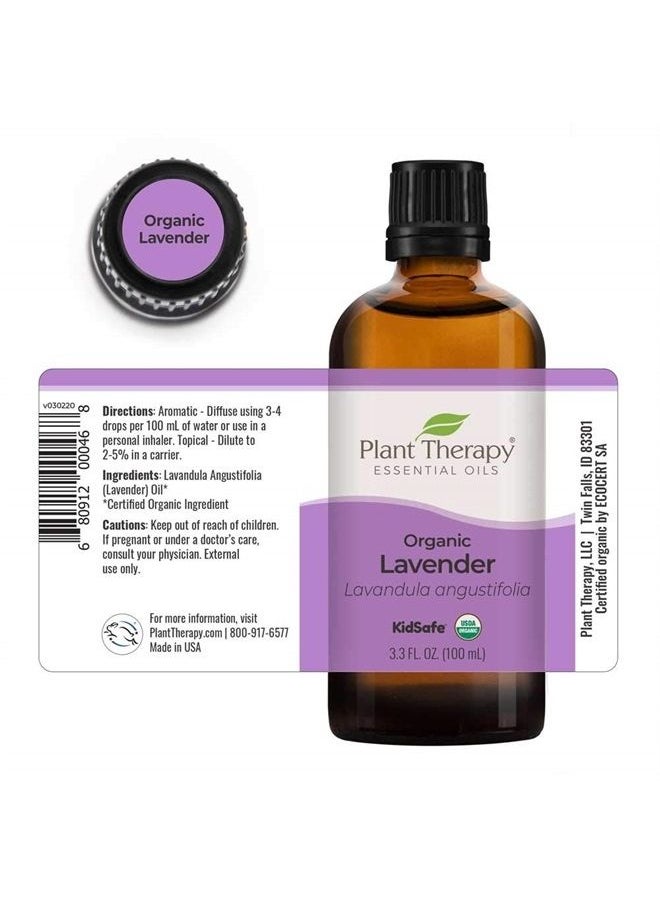 Plant Therapy - Organic Lavender Essential Oil 100% Pure, USDA Certified Organic, Undiluted, Natural Aromatherapy, Therapeutic Grade 100 mL (3.3 oz) - Image 1