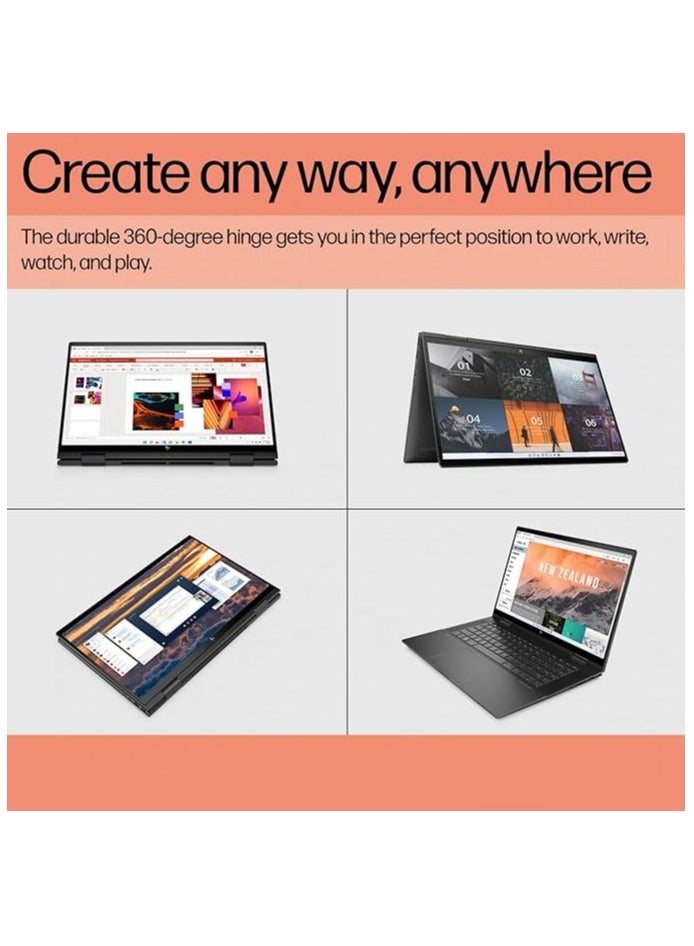 HP كمبيوتر محمول Slim Envy قابل للتحويل 2 في 1 بشاشة 15.6 بوصة ومعالج Core i7-13550U وذاكرة وصول عشوائي 32 جيجابايت ومحرك أقراص SSD سعة 1 تيرابايت وبطاقة رسومات Intel Iris XE ونظام تشغيل Windows 11 مع قلم HP Styles وماوس لاسلكي وحقيبة كمبيوتر محمول - Image 5