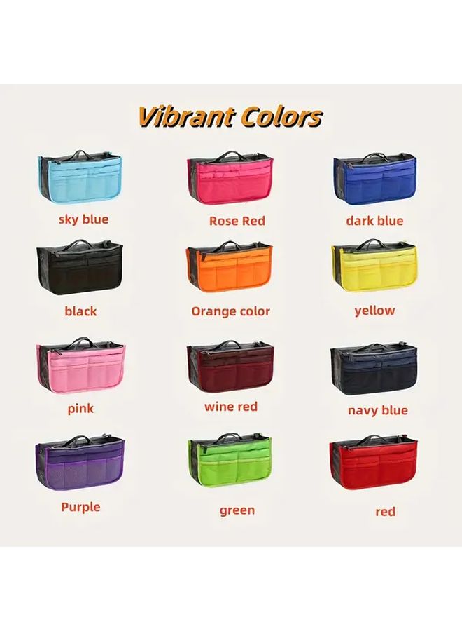 Yellow Multi Pocket Travel Organizer Durable Polyester Toiletry Bag With Compartments Mesh Pockets Secure Zip Closure - Image 2