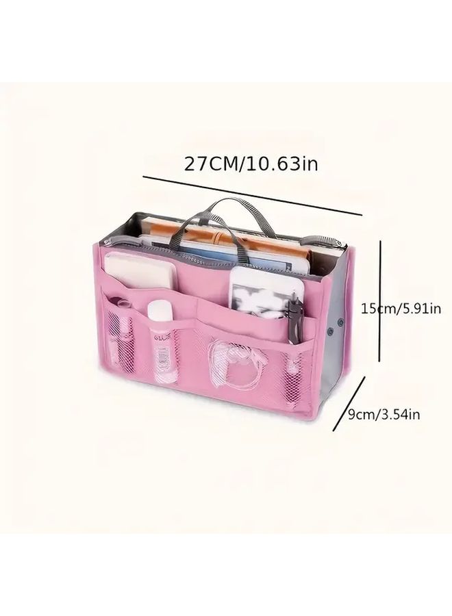 Yellow Multi Pocket Travel Organizer Durable Polyester Toiletry Bag With Compartments Mesh Pockets Secure Zip Closure - Image 4