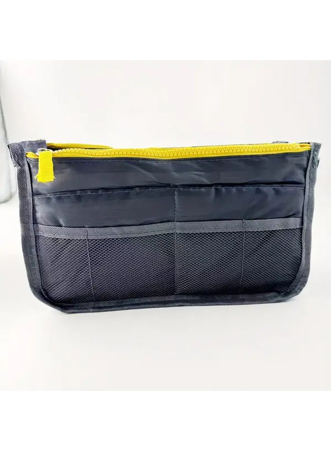 Yellow Multi Pocket Travel Organizer Durable Polyester Toiletry Bag With Compartments Mesh Pockets Secure Zip Closure - Image 3