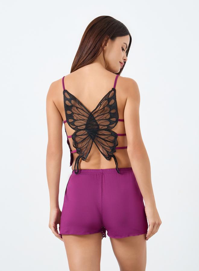 تايك تو طقم حمالة صدر نسائية بتفصيلة فراشة خلفية مع سروال داخلي مزين بدانتيل سادة - Image 5