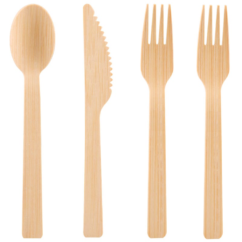 200 Pack Disposable Bamboo Utensils  100 EcoFriendly Bamboo Cutlery Set with 100 Forks 50 Spoons and 50 Knives  Perfect for Weddings and Parties Recyclable and Compostable Flatware