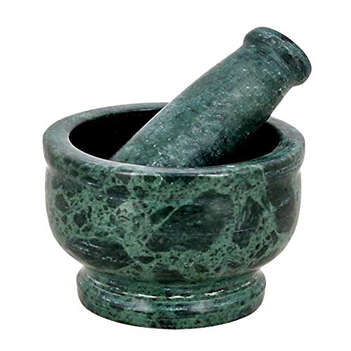 RDK Green Marble Mortar and Pestle Set Spice Mixer Grinder Set Khalbatta Okhli Kharal Masher Idi Kallu Khal Musal Imam Dasta For Kitchen - 4 x 4 x 2.5 Inch - Image 3