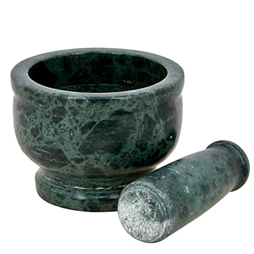 RDK Green Marble Mortar and Pestle Set Spice Mixer Grinder Set Khalbatta Okhli Kharal Masher Idi Kallu Khal Musal Imam Dasta For Kitchen - 4 x 4 x 2.5 Inch - Image 5