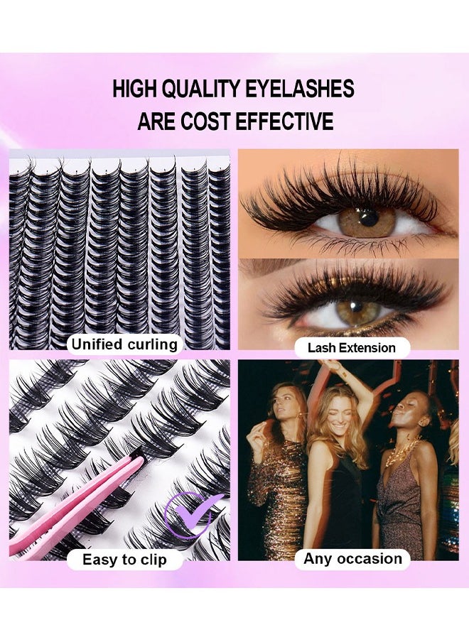 280PCS DIY Lash Extension Kit Lash Clusters Kit Individual Cluster Lashes With Waterproof Lash Bond And Seal And Tweezers D Curl Eyelash Extension Kit