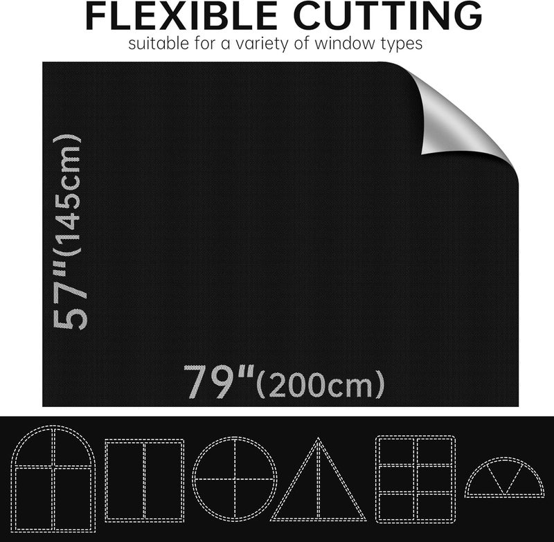 bemece Blackout Roller Shade, Roller Shades Blackout Blinds with Velcro and Tape, No Drill and Easy to Cut, Fit for Nursery, Home, Travel, Office- 78’ x 57’ - Image 2