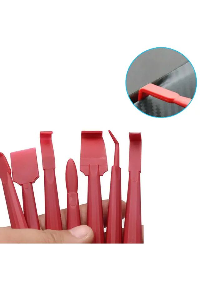 طقم أدوات تغليف سيارات فينيل أحمر 7 قطع مع مكابس وألواح شعرية للنوافذ والأسطح - Image 5