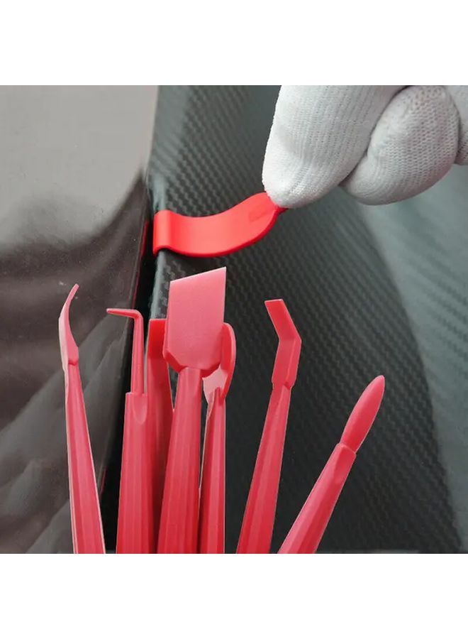 طقم أدوات تغليف سيارات فينيل أحمر 7 قطع مع مكابس وألواح شعرية للنوافذ والأسطح - Image 2