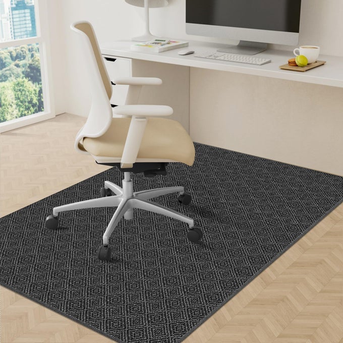 OFFICE CHAIR MAT 36X48IN HEAVY DUTY HARDWOODTILE FLOOR PROTECTOR FLOOR MAT COMPUTER DESK MAT FOR ROLLING CHAIRS WORK STUDY OFFICE BLACK