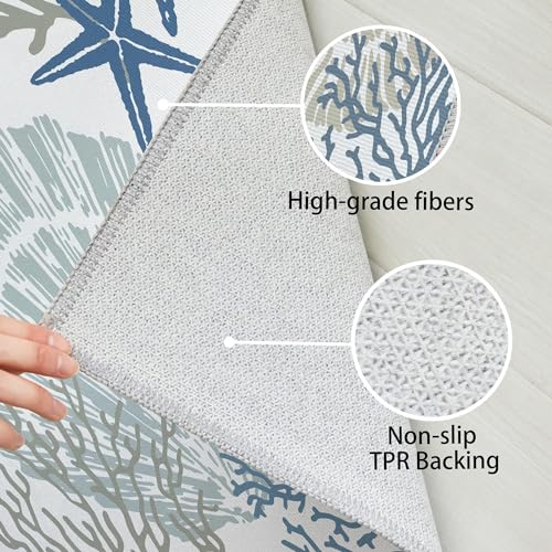 Tritard Coastal Runner Rug 2x6 Nautical Kitchen Hallway Rugs Beach Themed Non-Slip Indoor Floor Mat Machine Washable Rugs Carpet for Bathroom Living Room Bedroom Laundry Room Entryway, Blue - Image 5