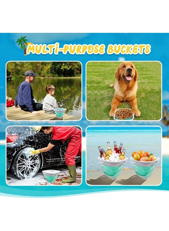 Quivlox Beach Toys, 11pcs Sand Toys Set Collapsible Sand Bucket with Watering Can, Sifter Rake Shovels Kit, Cute Animal Molds, Sand Castle Building Kit, Travel Beach Sandbox Toys for Kids Toddlers - Image 4