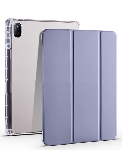 Case Compatible with Huawei MatePad SE 11 inch 2024,Smart Slim Trifold Stand Auto Sleep/Wake Cover with Pencil Holder, Clear Transparent Back Shell (Lavender)