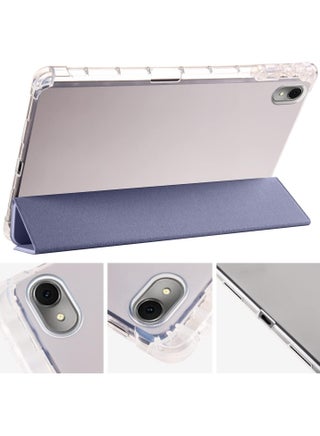 Case Compatible with Huawei MatePad SE 11 inch 2024,Smart Slim Trifold Stand Auto Sleep/Wake Cover with Pencil Holder, Clear Transparent Back Shell (Lavender) - view 3
