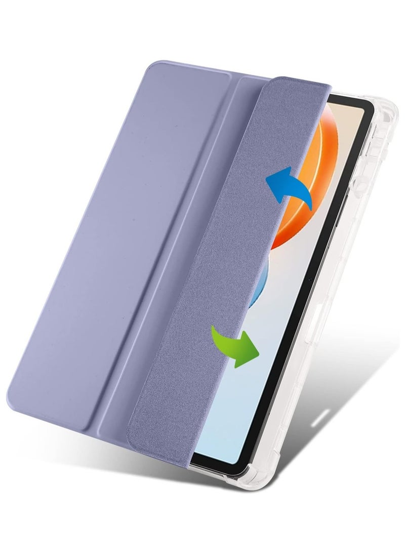VKL - Case Compatible with Huawei MatePad SE 11 inch 2024,Smart Slim Trifold Stand Auto Sleep/Wake Cover with Pencil Holder, Clear Transparent Back Shell (Purple) - Image 1