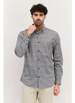 Threadbare Men Regular Fit Long Sleeve Stripe Casual Shirt, Grey  - Image 1