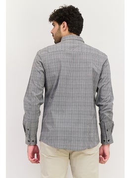 Threadbare Men Regular Fit Long Sleeve Stripe Casual Shirt, Grey  - Image 2