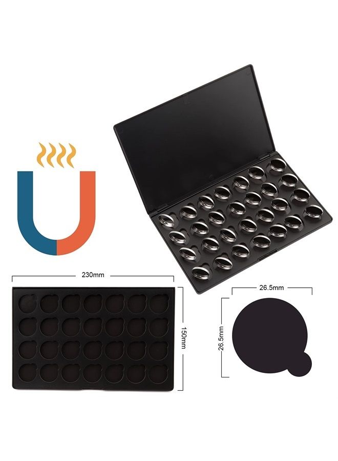 Allwon Empty Magnetic Eyeshadow Makeup Palette with 28Pcs 26mm Round Metal Pans - Image 3