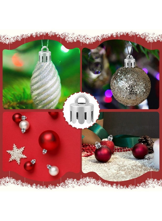 WBCBEC 120 Pieces 0.5 Inch Round Christmas Ornament Caps Replacement Plastic Christmas Ornament Hangers Caps for Christmas Tree Ceramic Glass Porcelain Christmas Ornaments DIY Decorations (Silver) - Image 5