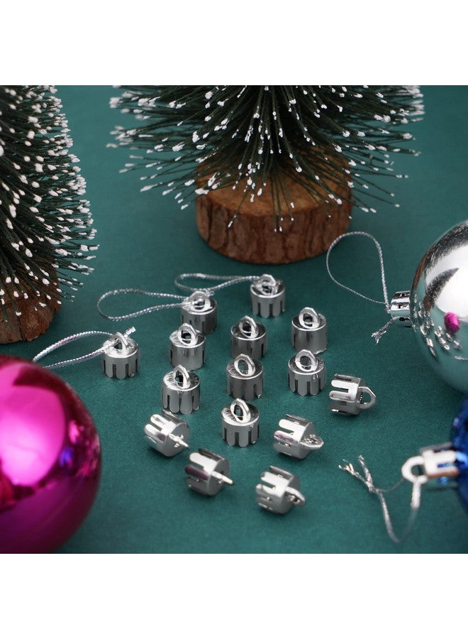 WBCBEC 120 Pieces 0.5 Inch Round Christmas Ornament Caps Replacement Plastic Christmas Ornament Hangers Caps for Christmas Tree Ceramic Glass Porcelain Christmas Ornaments DIY Decorations (Silver) - Image 4