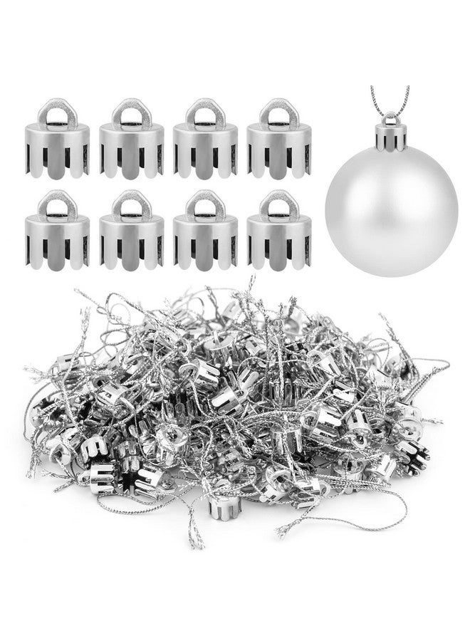 WBCBEC 120 Pieces 0.5 Inch Round Christmas Ornament Caps Replacement Plastic Christmas Ornament Hangers Caps for Christmas Tree Ceramic Glass Porcelain Christmas Ornaments DIY Decorations (Silver) - Image 1