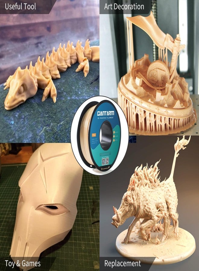 GIANTARM 3D Printer Filament, Bone White Pla Filament, 1Kg(2.2lbs) Spool, 1.75mm Dimension Accuracy +/- 0.03mm, 3D Printing Filament - Image 2
