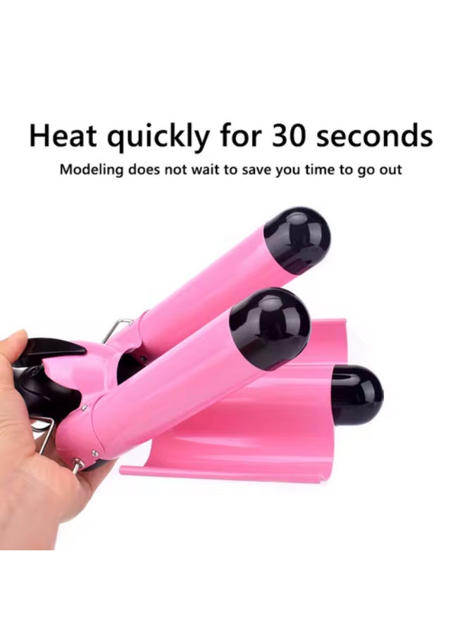 جهاز تجعيد الشعر من السيراميك الثلاثي الاسطوانات، لتصفيف الشعر وتجعيده وتمويجه - Image 2