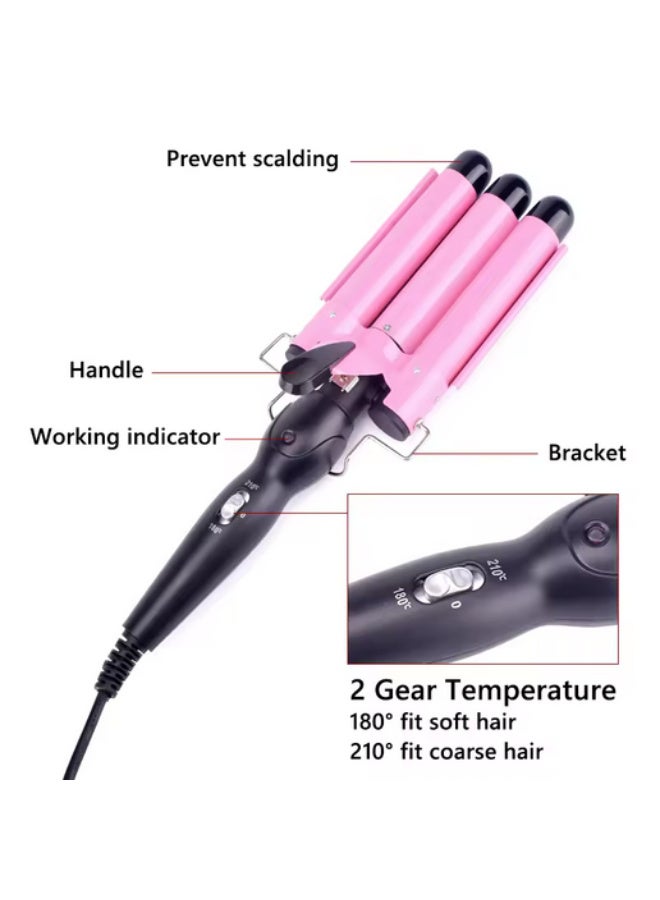 جهاز تجعيد الشعر من السيراميك الثلاثي الاسطوانات، لتصفيف الشعر وتجعيده وتمويجه - Image 4