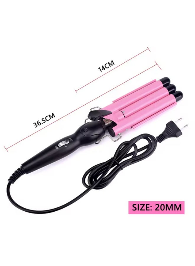 جهاز تجعيد الشعر من السيراميك الثلاثي الاسطوانات، لتصفيف الشعر وتجعيده وتمويجه - Image 3