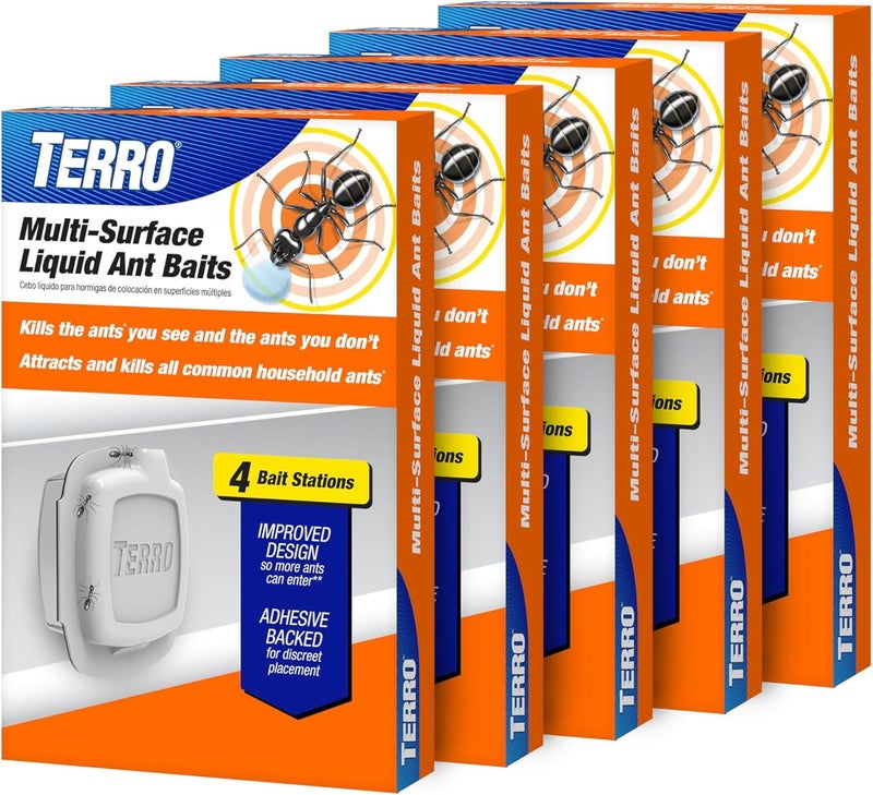 Terro Indoor Liquid Ant Baits with Adhesive Strips for Discreet Baiting - Ant Trap and Bait Station - 5 Pack, 20 Baits - T334B - Image 1