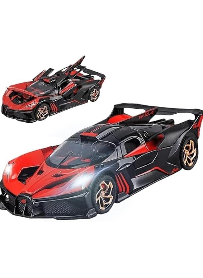 Toy Cars Compatible with Bugatti Bolide Cars Toy Model Car Alloy 1:32 Diecast Collect Car Toy with Lights and Music, Pull Back Car for Kids Boys Festival Gift（RED）