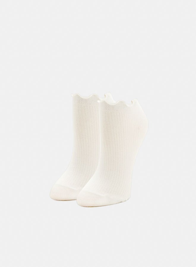 FOREVER 21 Ribbed Lettuce-Edge Ankle Socks  - Image 2