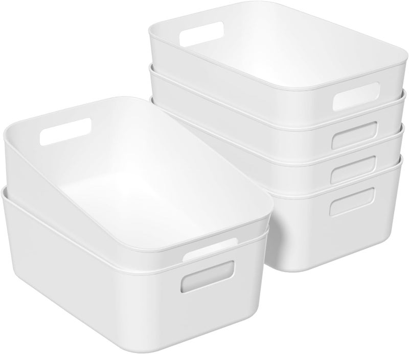 Eworld Plastic Pantry Organizer Storage Bins with Cutout Handles, 26x18x10cm Stackable Household Storage Baskets for Kitchen, Closet & Bathroom (Pack of 6, 8, 10, 12 & 20) - Image 1
