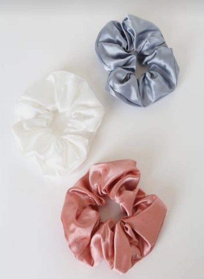 IBDA ربطات شعر حريرية ثلاثية الألوان من إيبدا، باللون الأزرق والأبيض والوردي، مصنوعة يدويًا، قابلة للتعديل. - Image 3