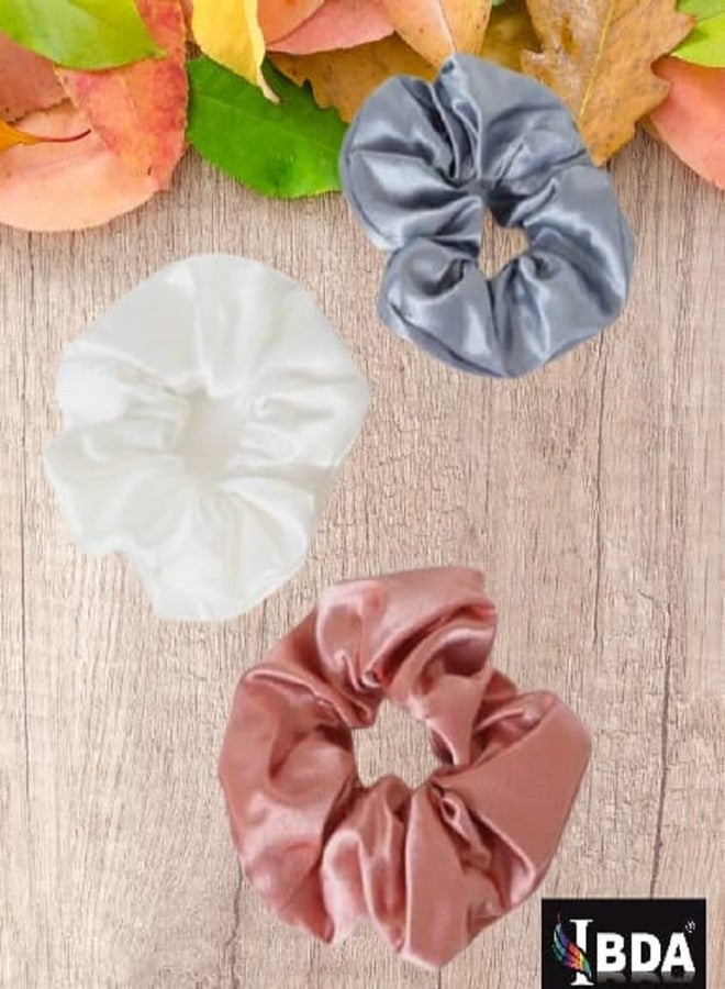 IBDA ربطات شعر حريرية ثلاثية الألوان من إيبدا، باللون الأزرق والأبيض والوردي، مصنوعة يدويًا، قابلة للتعديل. - Image 4