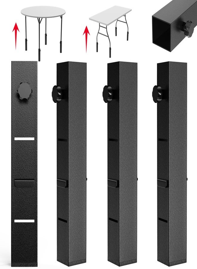 Laowu 4 Pack Folding Table Leg Extenders, Highly Durable Steel Folding Table Leg Risers, Folding Desk Legs Extensions for Straight｜Bent Legs,3 Levels Adjustable Height Tables Extender Rise 2.3in｜4.3in｜6.3in - Image 1