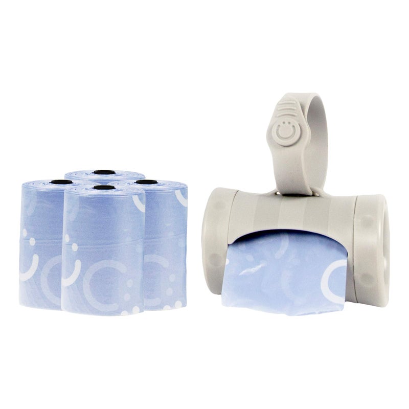 Ubbi On The Go Gray Bag Dispenser and Waste Disposal Bags Refill, Lavender Scented, Baby Savings Bundle - Image 1