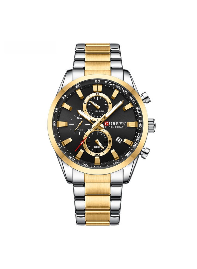 Curren Carian 8445 Men's Steel Belt Business Six-pin Chronograph Quartz Watch Calendar Small Three-pin Watch