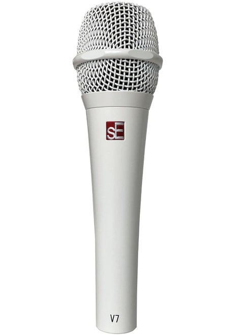 sE Electronics V7 Supercardioid Dynamic Handheld Vocal Microphone - White Supercardioid Dynamic Microphone with Integrated Shockmount and Internal Windscreen