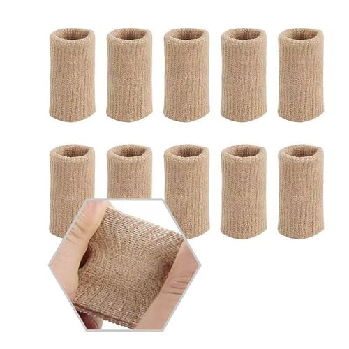 YUISI 20Pcs Finger Sleeves – Elastic Finger Sleeves for Pain Relief & Injury Protection with Comfortable Cushion Pressure for Cricket, Gym, Volleyball, Badminton & Tennis, Men & Women (Beige) - Image 2