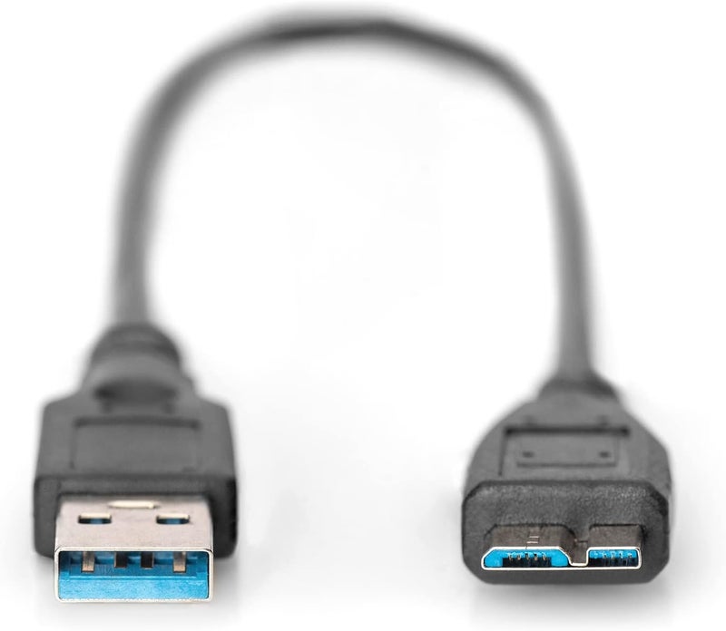 DIGITUS Assmann USB 3.0 Connection Cable USB A - Micro USB B Male/Male 0.25 m USB 3.0 Compliant UL Black - Image 2