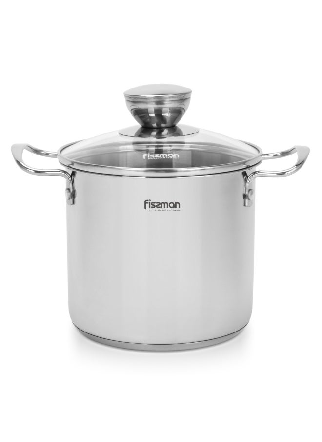 Fissman Cooking Pot 1.9L with Glass Lid, Stainless Steel Stockpot 14x12.5cm Mini Cook Series | 18/10 INOX304 Steel Mirror-Polished Kitchen Cookware | Induction Compatible | Dishwasher Safe  - Image 5