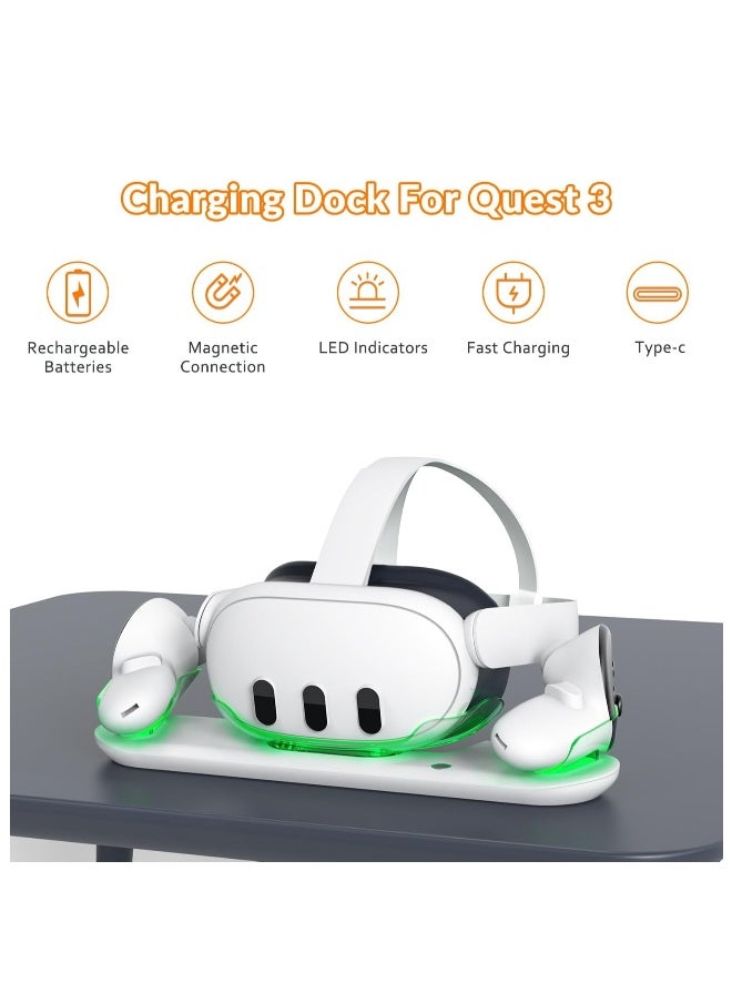 Generic VR Charging Station for Oculus/Meta Quest 3 - Dual Charging Dock with LED Indicator for Headset and Touch Controllers, Includes 2 Rechargeable Batteries for Simultaneous Charging.  - Image 2