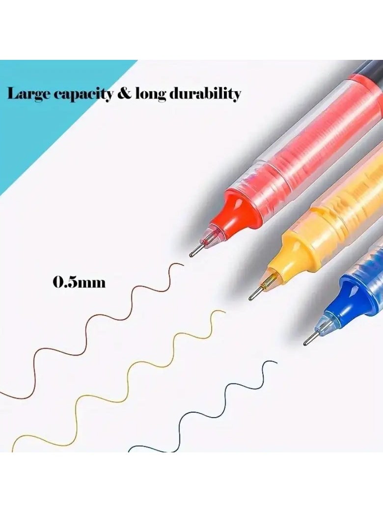 Generic - A set of 12 large-capacity liquid ink pens with 0.5mm tips – smooth writing, vibrant colors, and precise lines for writing, drawing, journaling, and note-taking – ergonomic design with quick-drying ink. - Image 1