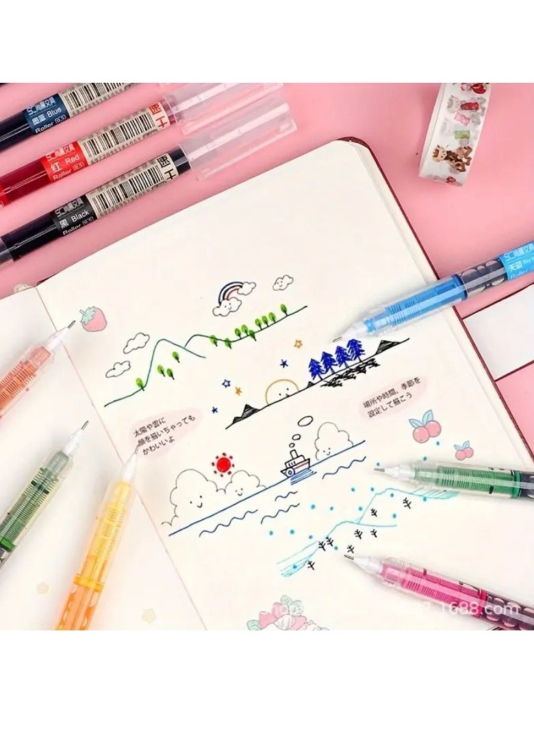 Generic - A set of 12 large-capacity liquid ink pens with 0.5mm tips – smooth writing, vibrant colors, and precise lines for writing, drawing, journaling, and note-taking – ergonomic design with quick-drying ink. - Image 1